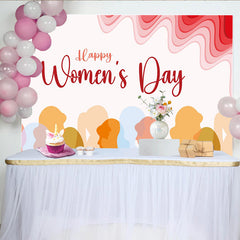 Lofaris Happy Womens Day Diverse Silhouettes Backdrop, Modern Abstract Party Decor, Celebrate Women Celebration Background