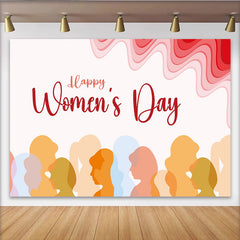 Lofaris Happy Womens Day Diverse Silhouettes Backdrop, Modern Abstract Party Decor, Celebrate Women Celebration Background