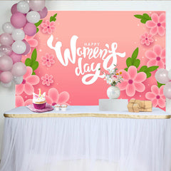 Lofaris Happy Womens Day Pink Cherry Blossom Backdrop, Spring Floral Party Decor, Elegant Celebration Background