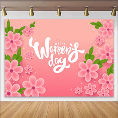 Lofaris Happy Womens Day Pink Cherry Blossom Backdrop, Spring Floral Party Decor, Elegant Celebration Background
