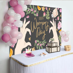 Lofaris Happy Womens Day Hands Heart and Lifestyle Backdrop, Feminine Glamour Party Decor, Celebrate Women Background