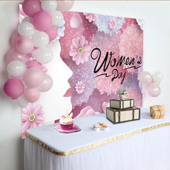 Lofaris International Womens Day Backdrop, Pink Floral Woman Profile Silhouette, Spring Flower Party Banner