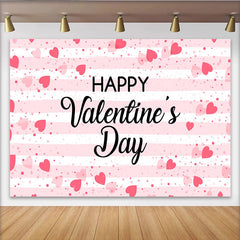 Lofaris Happy Valentines Day Backdrop, Pink Stripes and Floating Hearts, Romantic Anniversary Party Banner