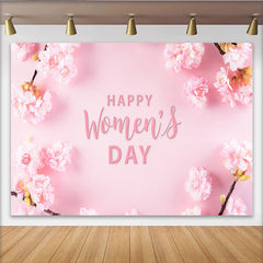 Lofaris Cherry Blossom Womens Day Backdrop, Soft Pink Flower Branches, International Womens Day Banner