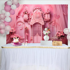 Lofaris Pink Garden Cake Smash Backdrop, Floral Arch and Butterfly Photography Background