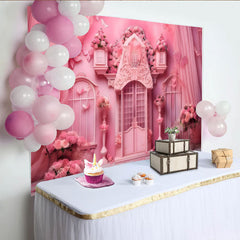 Lofaris Pink Garden Cake Smash Backdrop, Floral Arch and Butterfly Photography Background