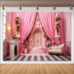Lofaris Pink Palace Cake Smash Backdrop, Royal Castle Interior Photography Background