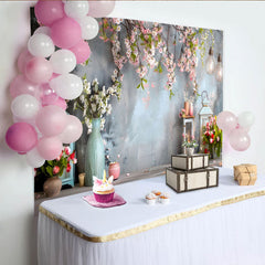 Lofaris Spring Blossom Garden Backdrop, Vintage Lanterns and Pink Floral Photography Background