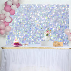 Lofaris Silver Iridescent Bokeh Backdrop, Pastel Rainbow Sparkle Photography Background