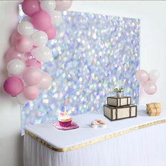 Lofaris Silver Iridescent Bokeh Backdrop, Pastel Rainbow Sparkle Photography Background