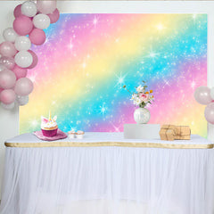Lofaris Pastel Rainbow Star Backdrop, Magic Galaxy Birthday Cake Smash Background