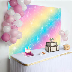 Lofaris Pastel Rainbow Star Backdrop, Magic Galaxy Birthday Cake Smash Background