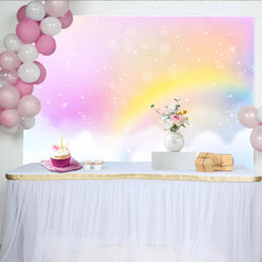 Lofaris Rainbow Cloud Star Backdrop, Pastel Sky Birthday Photography Background