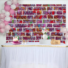 Lofaris White Brick Wall Urban Graffiti Backdrop, Colorful Hip Hop Music Theme Photography Studio Background