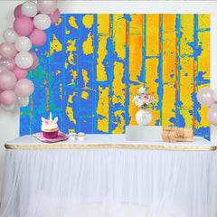 Lofaris Vibrant Blue Yellow Brick Backdrop, Abstract Painted Wall Photography Background, Creative Portrait Prop