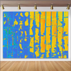 Lofaris Vibrant Blue Yellow Brick Backdrop, Abstract Painted Wall Photography Background, Creative Portrait Prop