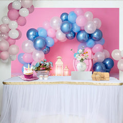 Lofaris Blue and Pink Balloon Arch Cake Smash Backdrop, Floral Lantern Table Girl Boy Birthday Party Background