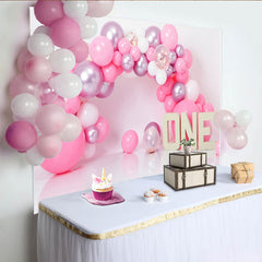 Lofaris Hot Pink Balloon Garland First Birthday Cake Smash Backdrop, ONE Wooden Sign Girl Party Background, Studio