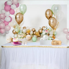 Lofaris Sage Green Gold Balloon First Birthday Cake Smash Backdrop, White ONE Letters Boy Girl Party Background