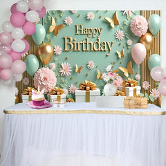 Lofaris Black and Gold Balloon Garland Birthday Backdrop, White and Metallic Leaf Photography Background, Gala Party