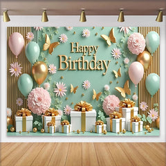 Lofaris Black and Gold Balloon Garland Birthday Backdrop, White and Metallic Leaf Photography Background, Gala Party