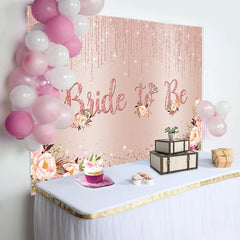 Lofaris Rose Gold Bride to Be Backdrop, Pink Floral and Glitter Diamond Ring Background for Bridal Shower