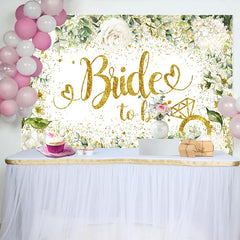 Lofaris Gold Glitter Bride to Be Backdrop, White Floral and Eucalyptus Background for Wedding Bridal Shower