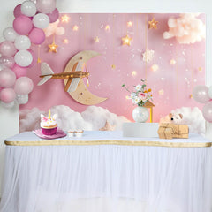 Lofaris Space Adventure Happy Birthday Cake Smash Backdrop, Rocket and Planets Background for Boys First Birthday