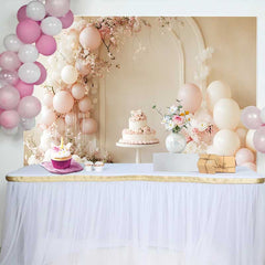 Lofaris Pastel Pink Balloon Floral Arch Wedding Backdrop, Sweet Cake Photography Background