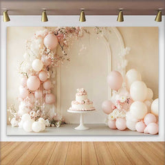 Lofaris Pastel Pink Balloon Floral Arch Wedding Backdrop, Sweet Cake Photography Background
