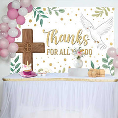 Lofaris Thanks For All You Do Cross Dove Floral Backdrop, Church Appreciation Event Decorations, Photography Background