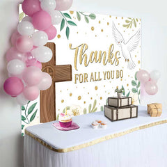 Lofaris Thanks For All You Do Cross Dove Floral Backdrop, Church Appreciation Event Decorations, Photography Background