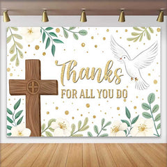 Lofaris Thanks For All You Do Cross Dove Floral Backdrop, Church Appreciation Event Decorations, Photography Background