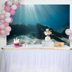 Lofaris Underwater Ocean Floor Sun Rays Backdrop, Sea Bottom Marine Landscape Party Decorations, Photography Background