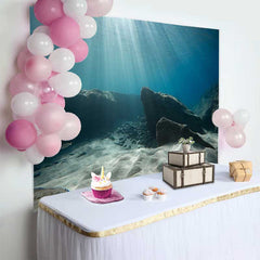 Lofaris Underwater Ocean Floor Sun Rays Backdrop, Sea Bottom Marine Landscape Party Decorations, Photography Background