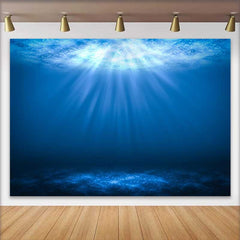 Lofaris Deep Blue Underwater Sun Rays Backdrop, Ocean Surface Marine Landscape Party Decor, Photography Background