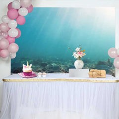 Lofaris Deep Sea Underwater World Photography Backdrop, Tropical Fish and Sunbeams Ocean Floor Background