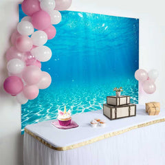Lofaris Tropical Blue Ocean Water Photography Backdrop, Sunlit Sandy Bottom and Underwater Bubbles Background