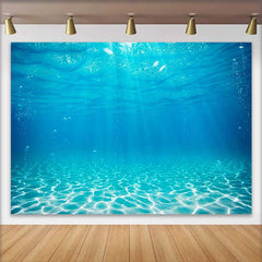 Lofaris Tropical Blue Ocean Water Photography Backdrop, Sunlit Sandy Bottom and Underwater Bubbles Background