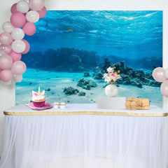Lofaris Exotic Coral Reef and Sandy Seabed Photography Backdrop, Turquoise Ocean Underwater Nature Background