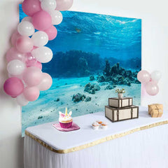 Lofaris Exotic Coral Reef and Sandy Seabed Photography Backdrop, Turquoise Ocean Underwater Nature Background