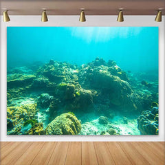Lofaris Sunlit Tropical Coral Reef Photography Backdrop, Colorful Marine Life and Underwater Sea Background