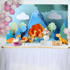 Lofaris Cute Paper Art Dinosaur Birthday Cake Smash Backdrop, Prehistoric Cave Mountain Scene for Kids Party