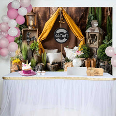 Lofaris Rustic Safari Adventure Tent Birthday Cake Smash Backdrop, Wild One Jungle Theme Party Decor