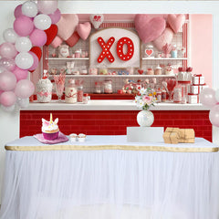 Lofaris Sweet Candy Shop with Red and Pink Hearts XO Sign Party Backdrop, Valentine's Day Love Celebration