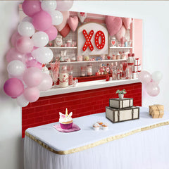 Lofaris Sweet Candy Shop with Red and Pink Hearts XO Sign Party Backdrop, Valentine's Day Love Celebration