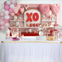 Lofaris Pink and Red XO Hearts Sweet Shop Party Backdrop, Romantic Valentine's Day Love Celebration Decor
