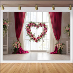 Lofaris Romantischer Herz-Blumen-Fotohintergrund, Fensterkulisse für Hochzeiten, Valentinstag und Verlobungen