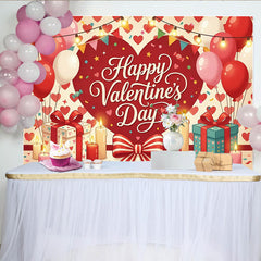 Lofaris Romantischer roter und rosa Valentinstags-Partyhintergrund, mit Ballons, Geschenken und Kerzen, für Paare und Verliebte
