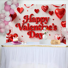 Lofaris Rote Herzen Ballons Bänder Konfetti Valentinstag Hintergrund, für romantische Feiern, Fotostudio-Requisiten